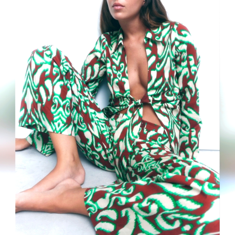 NWT Zara Selena Cotton Printed Front-tie top, size S - Picture 5 of 8